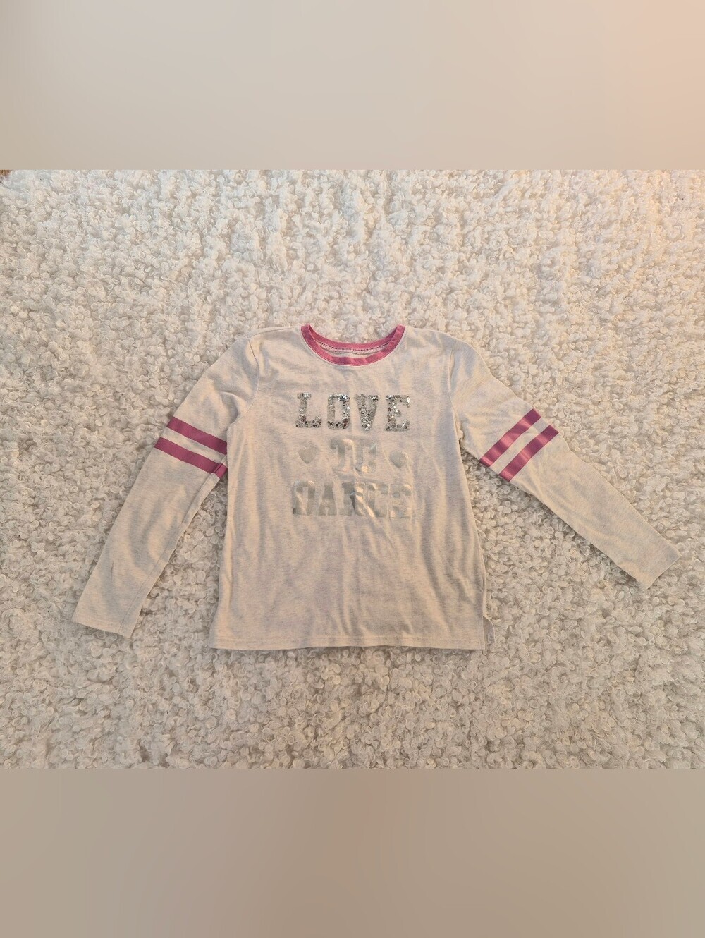 The Children's Place Girl Love to Dance Sequin Gray Shirt School 10/12
